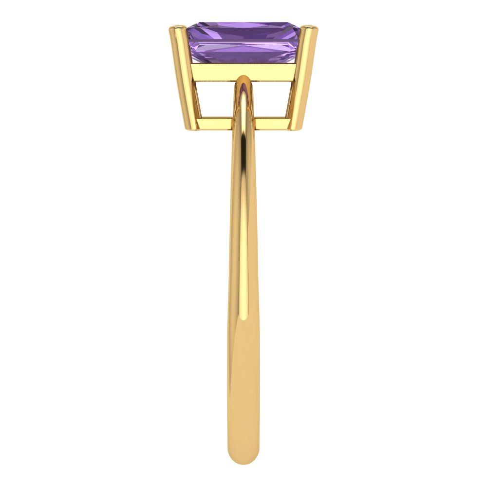 1 cttw Simulated Alexandrite Solitaire  Engagement Ring - Solid Gold (Radiant Cut,7x5mm)