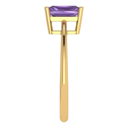 1 cttw Simulated Alexandrite Solitaire  Engagement Ring - Solid Gold (Radiant Cut,7x5mm)