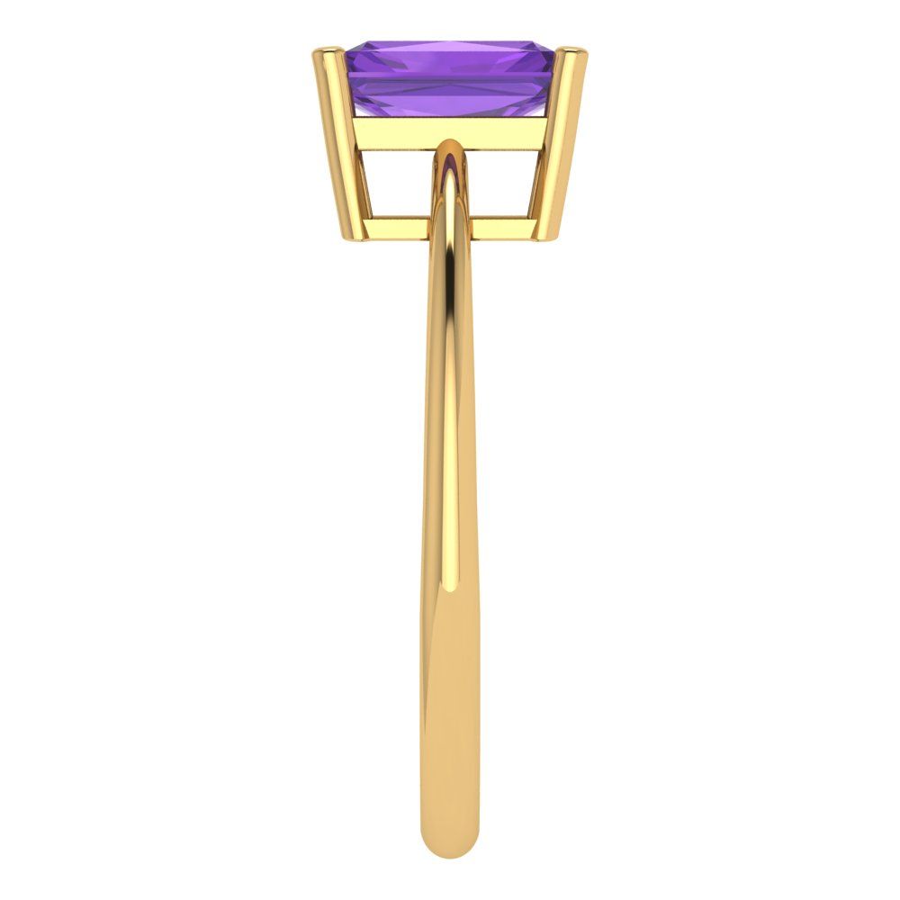 1 cttw Natural Amethyst Solitaire  Engagement Ring - Solid Gold (Radiant Cut,7x5mm)