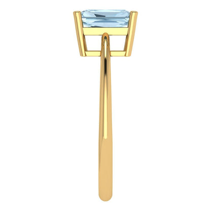 1 cttw Zirconia Simulated Blue Diamond Solitaire  Engagement Ring - Solid Gold (VVS1, Radiant Cut,7x5mm)