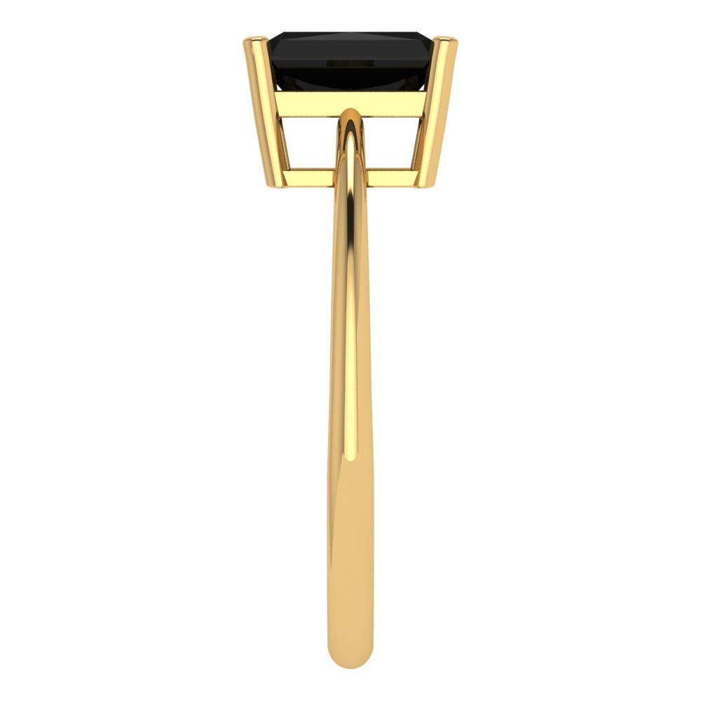 1 cttw Natural Onyx Solitaire  Engagement Ring - Solid Gold (Radiant Cut,7x5mm)