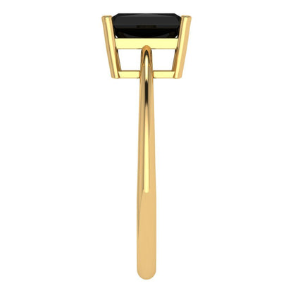 1 cttw Natural Onyx Solitaire  Engagement Ring - Solid Gold (Radiant Cut,7x5mm)