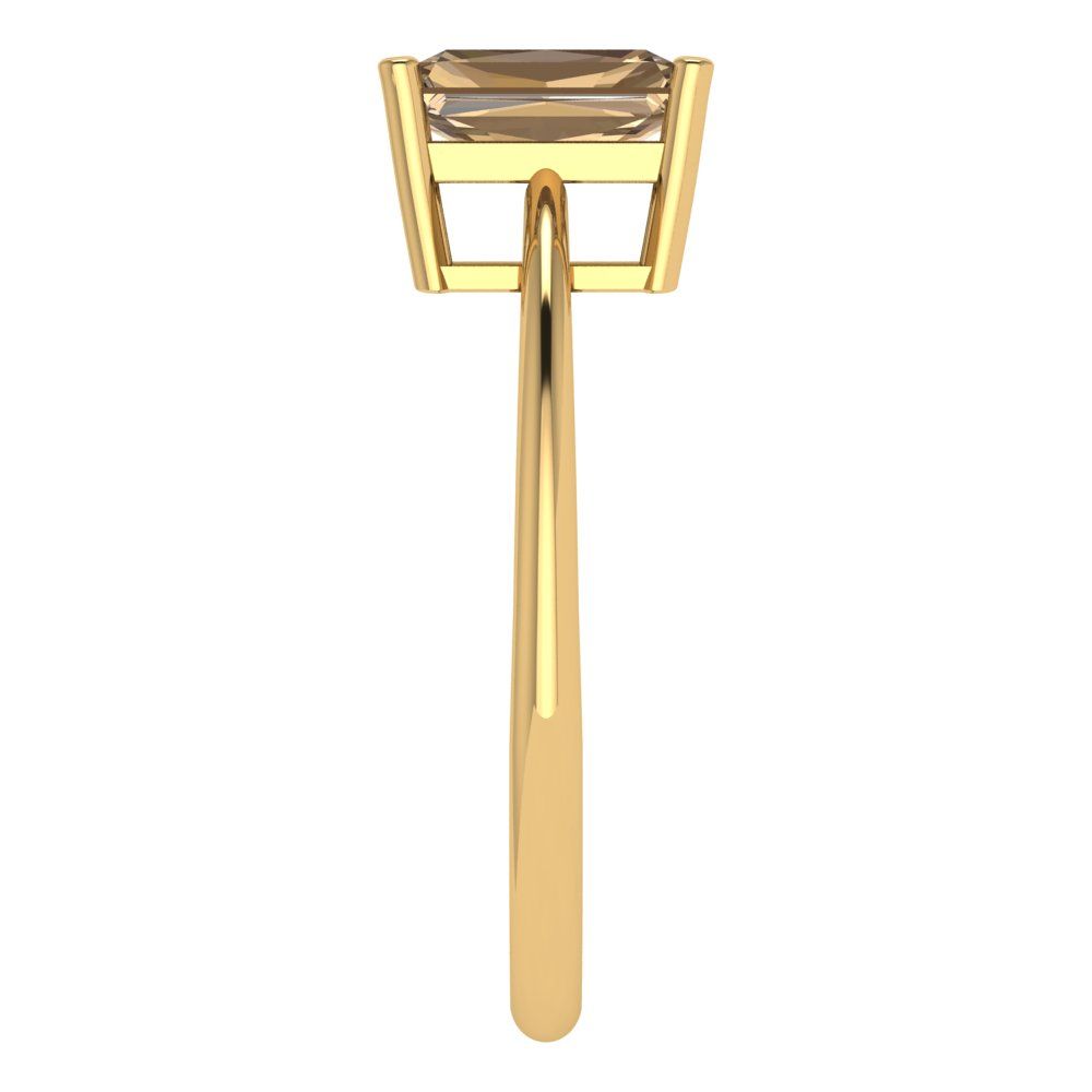 1 cttw Zirconia Simulated Champagne Diamond Solitaire  Engagement Ring - Solid Gold (VVS1, Radiant Cut,7x5mm)