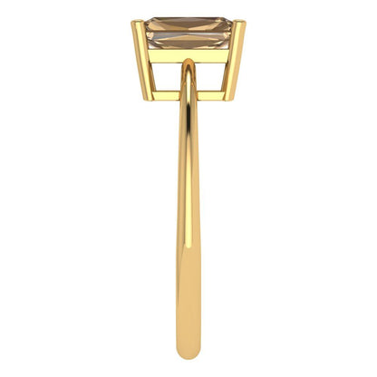 1 cttw Zirconia Simulated Champagne Diamond Solitaire  Engagement Ring - Solid Gold (VVS1, Radiant Cut,7x5mm)