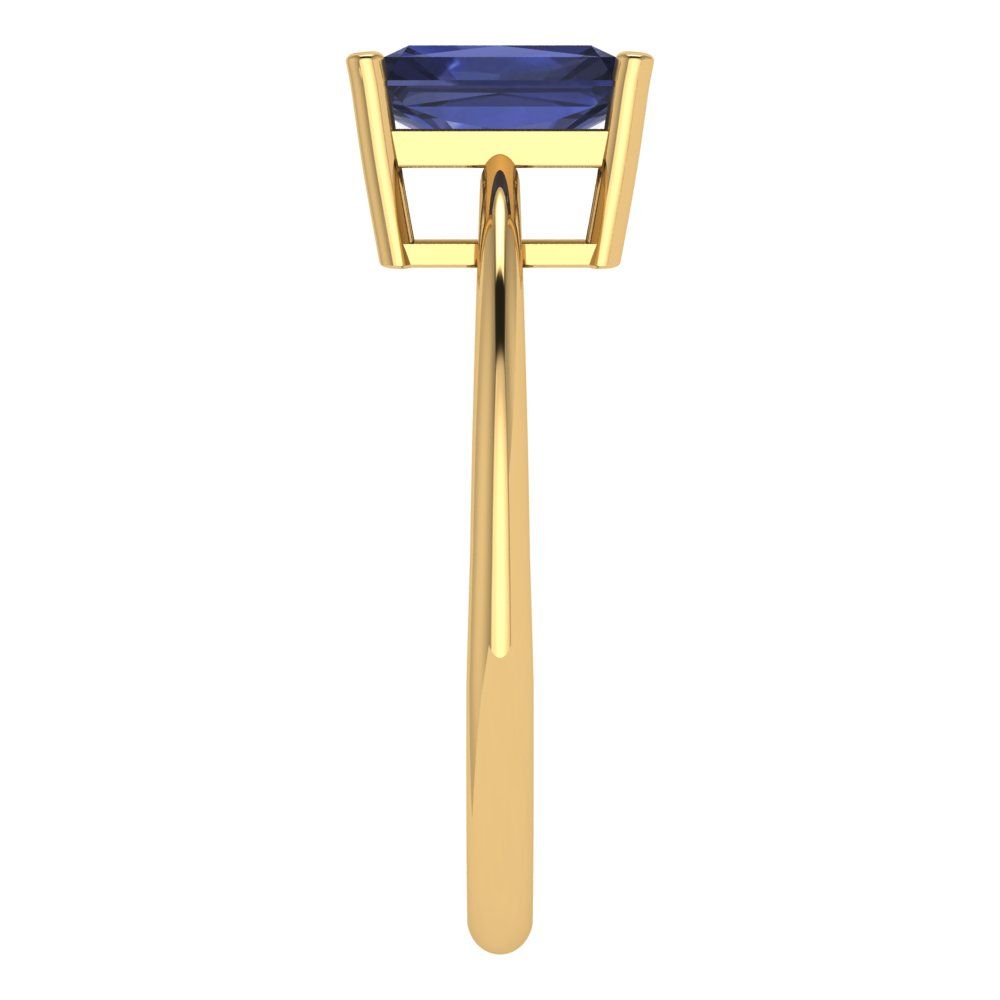 1 cttw Simulated Blue Sapphire Solitaire  Engagement Ring - Solid Gold (Radiant Cut,7x5mm)