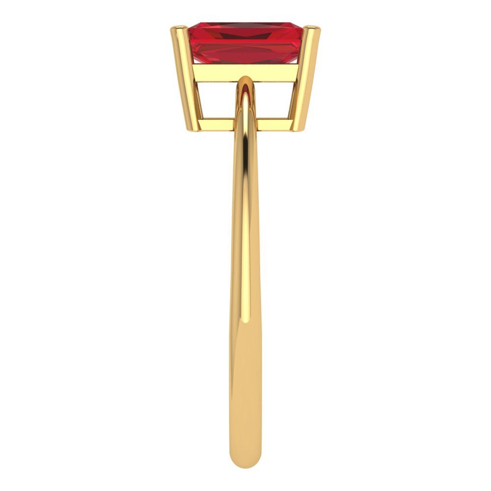 1 cttw Simulated Pink Tourmaline Solitaire  Engagement Ring - Solid Gold (Radiant Cut,7x5mm)