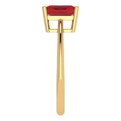 1 cttw Simulated Pink Tourmaline Solitaire  Engagement Ring - Solid Gold (Radiant Cut,7x5mm)