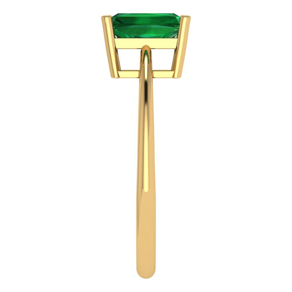 1 cttw Simulated Emerald Solitaire  Engagement Ring - Solid Gold (Radiant Cut,7x5mm)