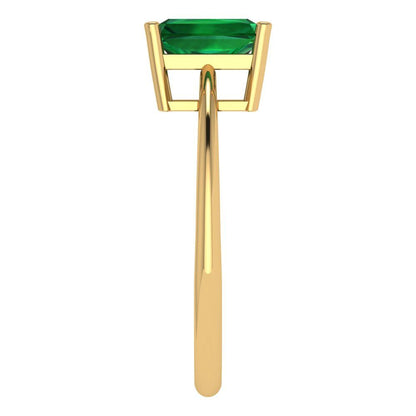 1 cttw Simulated Emerald Solitaire  Engagement Ring - Solid Gold (Radiant Cut,7x5mm)