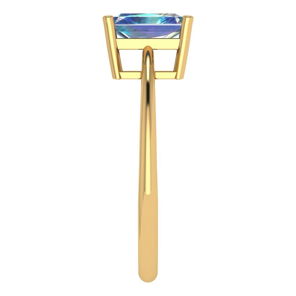 1 cttw Blue Moissanite Solitaire  Engagement Ring - Solid Gold (Radiant Cut,7x5mm)