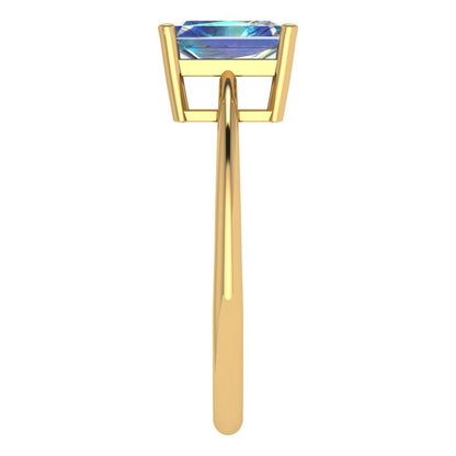 1 cttw Blue Moissanite Solitaire  Engagement Ring - Solid Gold (Radiant Cut,7x5mm)