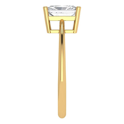 1 cttw White Sapphire Solitaire  Engagement Ring - Solid Gold (Radiant Cut,7x5mm)