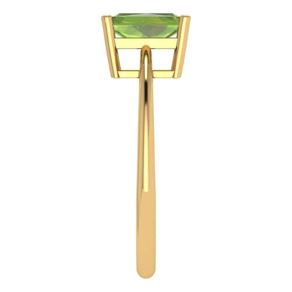 1 cttw Natural Peridot Solitaire  Engagement Ring - Solid Gold (Radiant Cut,7x5mm)