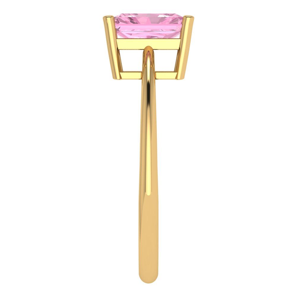 1 cttw Zirconia Simulated Pink Diamond Solitaire  Engagement Ring - Solid Gold (VVS1, Radiant Cut,7x5mm)