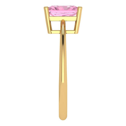 1 cttw Zirconia Simulated Pink Diamond Solitaire  Engagement Ring - Solid Gold (VVS1, Radiant Cut,7x5mm)