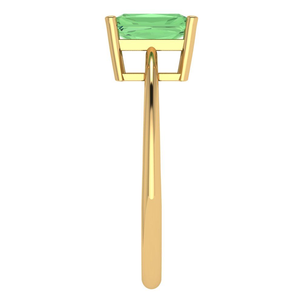 1 cttw Zirconia Simulated Green Diamond Solitaire  Engagement Ring - Solid Gold (VVS1, Radiant Cut,7x5mm)