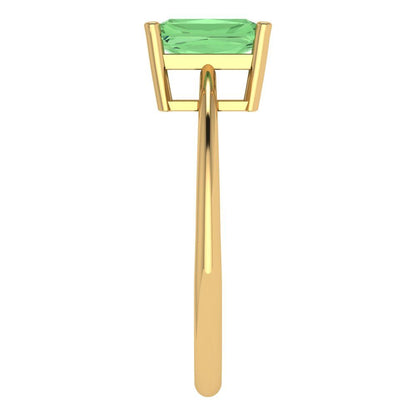 1 cttw Zirconia Simulated Green Diamond Solitaire  Engagement Ring - Solid Gold (VVS1, Radiant Cut,7x5mm)