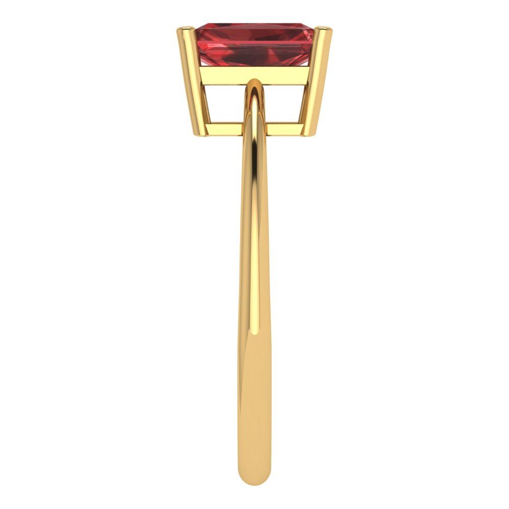 1 cttw Natural Garnet Solitaire  Engagement Ring - Solid Gold (Radiant Cut,7x5mm)