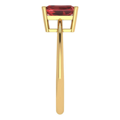 1 cttw Natural Garnet Solitaire  Engagement Ring - Solid Gold (Radiant Cut,7x5mm)