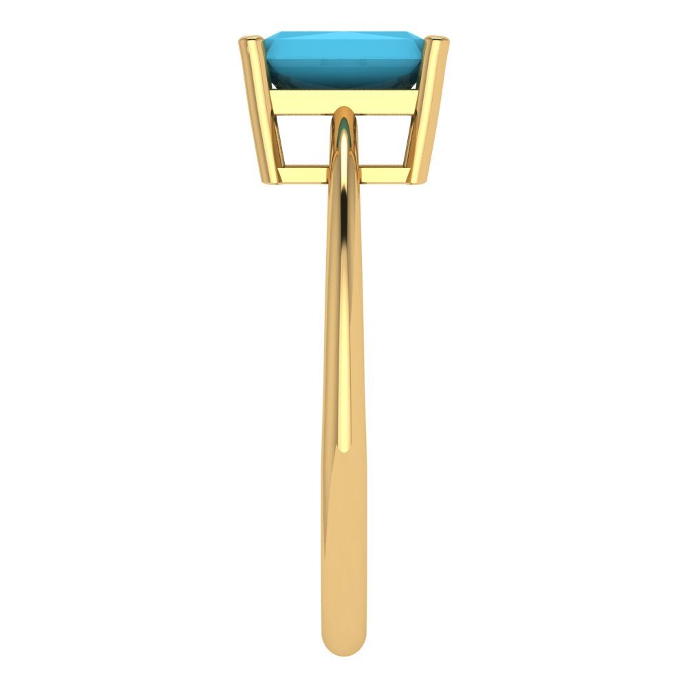 1 cttw Simulated Turquoise Solitaire  Engagement Ring - Solid Gold (Radiant Cut,7x5mm)