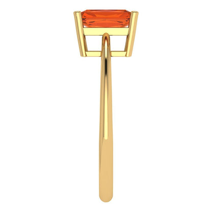 1 cttw Zirconia Simulated Red Diamond Solitaire  Engagement Ring - Solid Gold (VVS1, Radiant Cut,7x5mm)