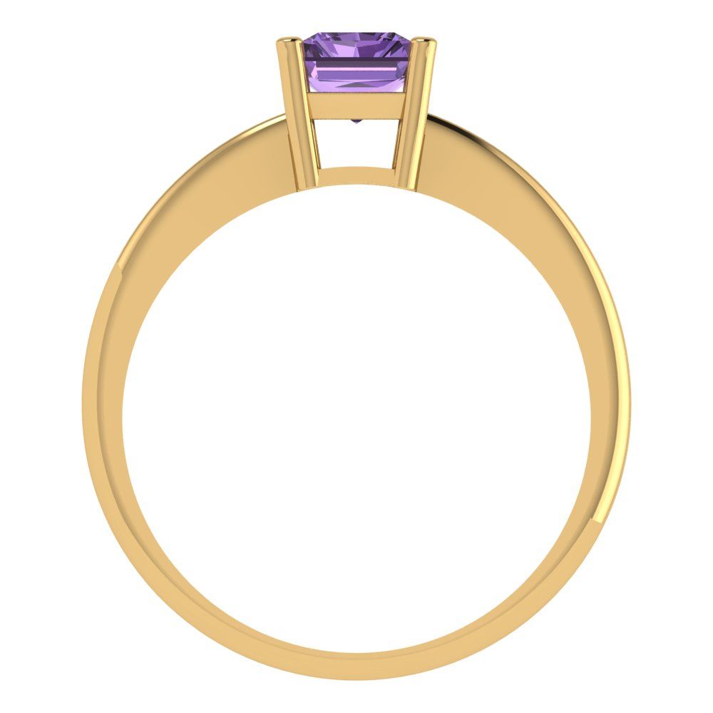 1 cttw Simulated Alexandrite Solitaire  Engagement Ring - Solid Gold (Radiant Cut,7x5mm)