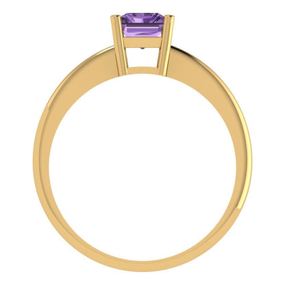 1 cttw Simulated Alexandrite Solitaire  Engagement Ring - Solid Gold (Radiant Cut,7x5mm)