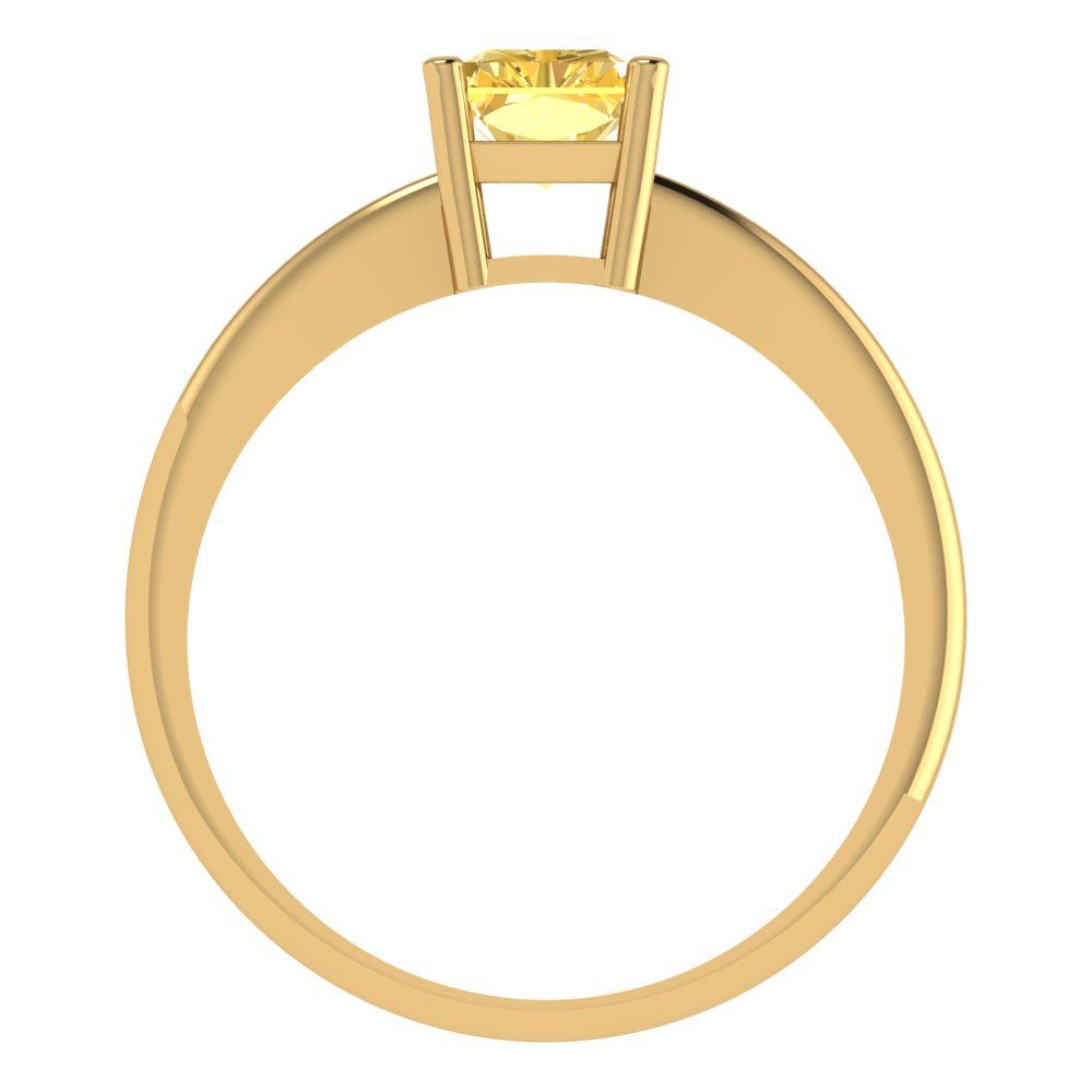 1 cttw Zirconia Simulated Yellow Diamond Solitaire  Engagement Ring - Solid Gold (VVS1, Radiant Cut,7x5mm)