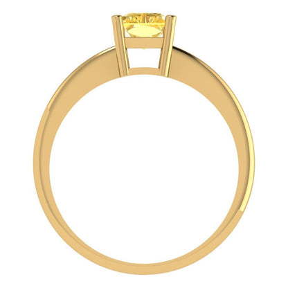 1 cttw Zirconia Simulated Yellow Diamond Solitaire  Engagement Ring - Solid Gold (VVS1, Radiant Cut,7x5mm)