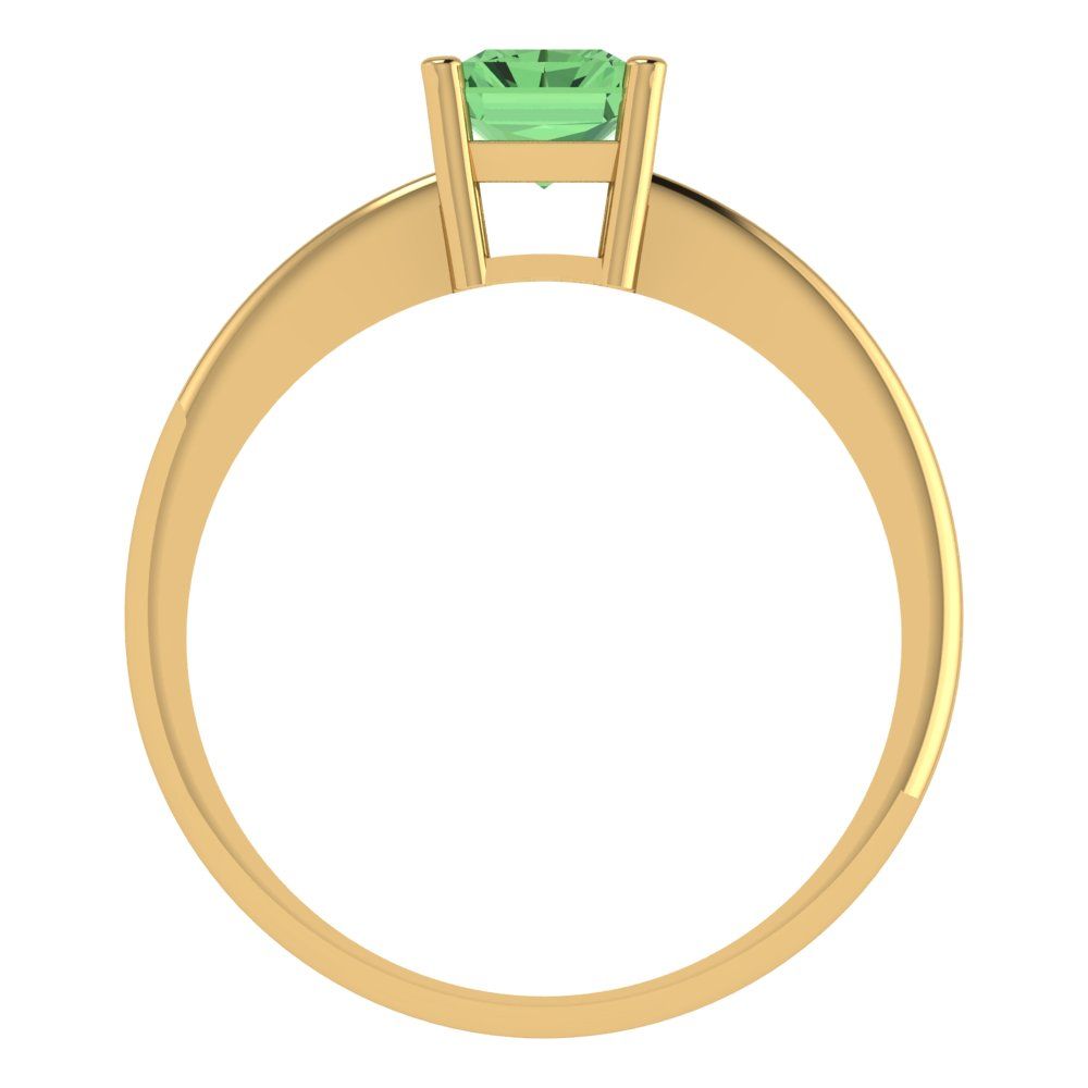 1 cttw Zirconia Simulated Green Diamond Solitaire  Engagement Ring - Solid Gold (VVS1, Radiant Cut,7x5mm)