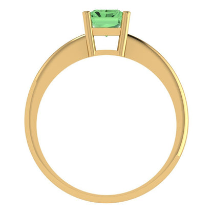 1 cttw Zirconia Simulated Green Diamond Solitaire  Engagement Ring - Solid Gold (VVS1, Radiant Cut,7x5mm)