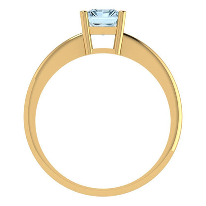 1 cttw Natural Swiss Blue Topaz Solitaire  Engagement Ring - Solid Gold (Radiant Cut,7x5mm)