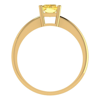 1 cttw Natural Citrine Solitaire  Engagement Ring - Solid Gold (Radiant Cut,7x5mm)