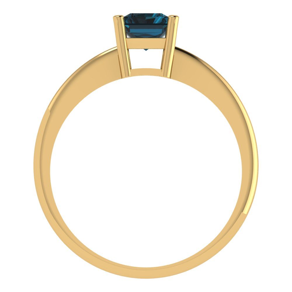 1 cttw Natural London Blue Topaz Solitaire  Engagement Ring - Solid Gold (Radiant Cut,7x5mm)