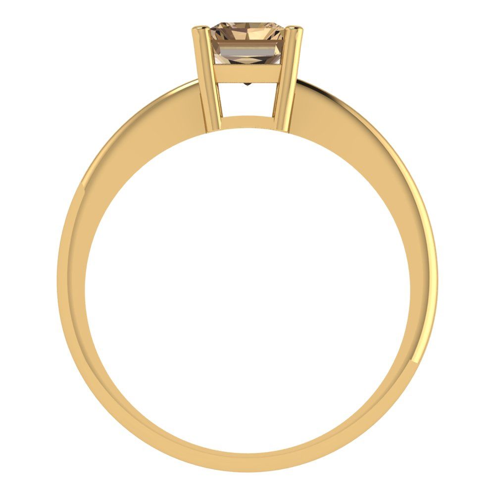 1 cttw Zirconia Simulated Champagne Diamond Solitaire  Engagement Ring - Solid Gold (VVS1, Radiant Cut,7x5mm)