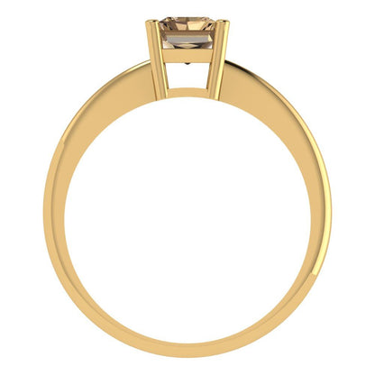 1 cttw Zirconia Simulated Champagne Diamond Solitaire  Engagement Ring - Solid Gold (VVS1, Radiant Cut,7x5mm)