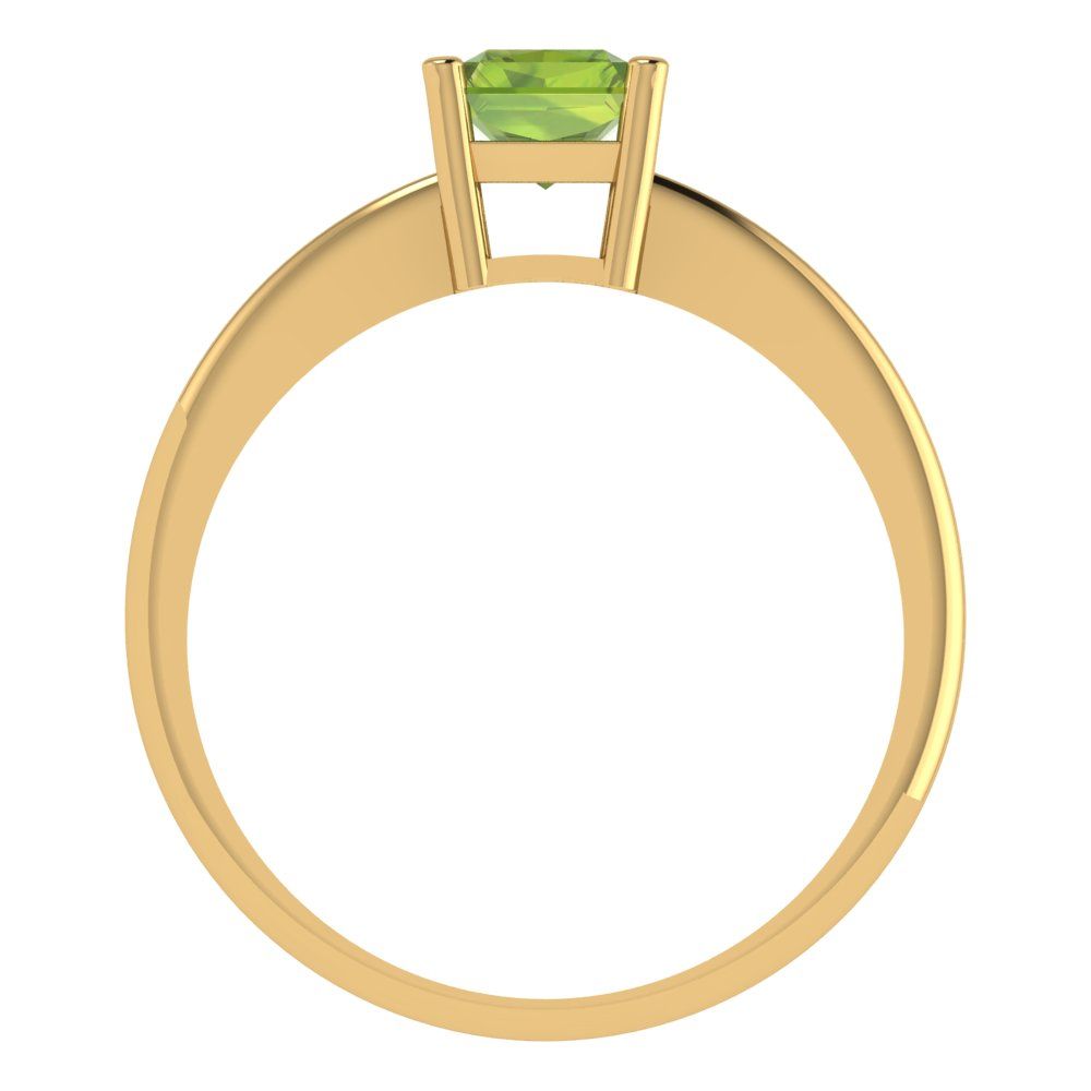 1 cttw Natural Peridot Solitaire  Engagement Ring - Solid Gold (Radiant Cut,7x5mm)