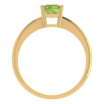 1 cttw Natural Peridot Solitaire  Engagement Ring - Solid Gold (Radiant Cut,7x5mm)