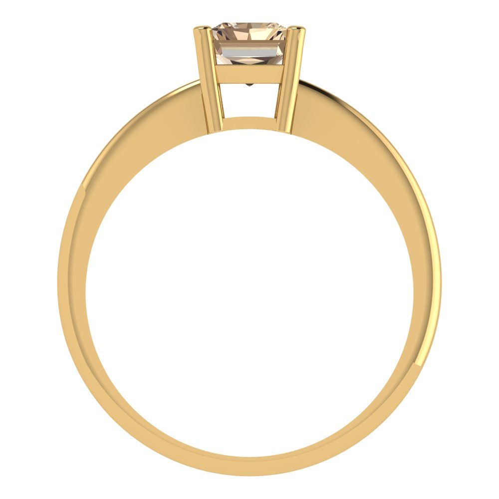 1 cttw Yellow Moissanite Solitaire  Engagement Ring - Solid Gold (Radiant Cut,7x5mm)