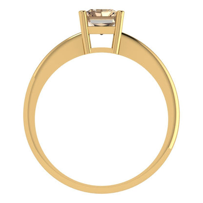 1 cttw Yellow Moissanite Solitaire  Engagement Ring - Solid Gold (Radiant Cut,7x5mm)