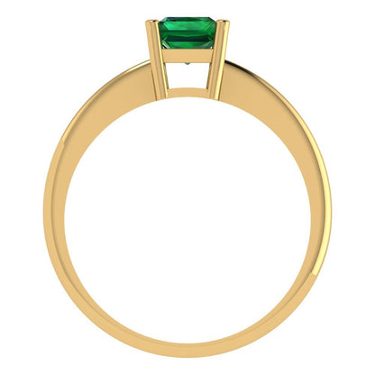 1 cttw Simulated Emerald Solitaire  Engagement Ring - Solid Gold (Radiant Cut,7x5mm)