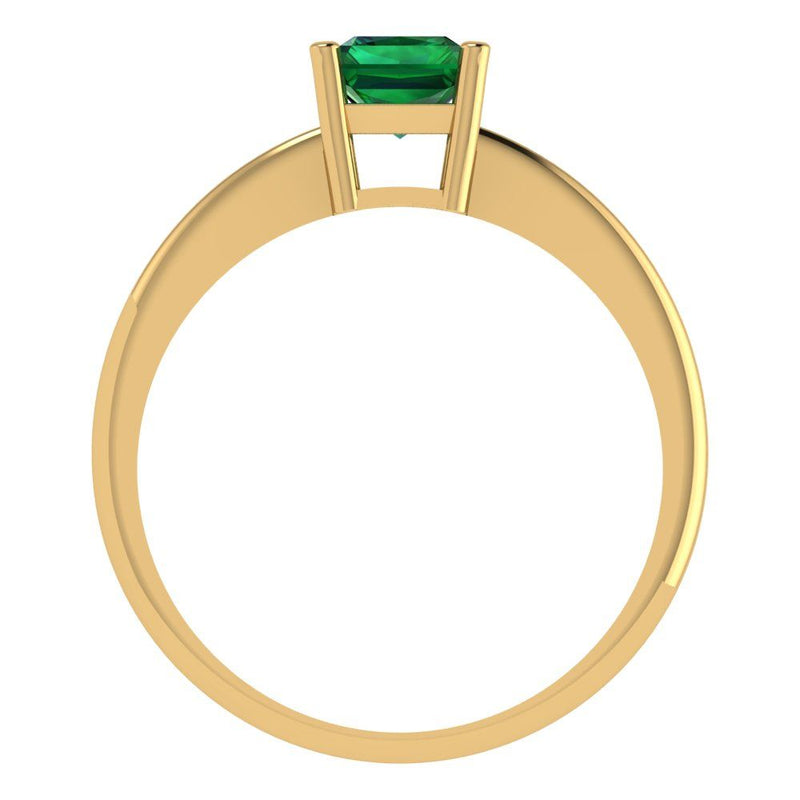 1.0 ct Brilliant Radiant Cut Simulated Emerald Stone Yellow Gold Solitaire Ring