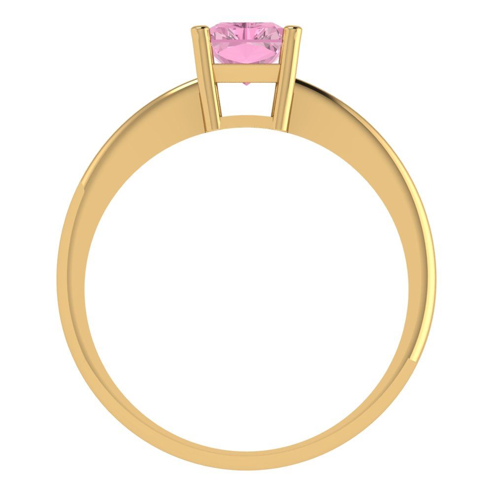 1 cttw Zirconia Simulated Pink Diamond Solitaire  Engagement Ring - Solid Gold (VVS1, Radiant Cut,7x5mm)