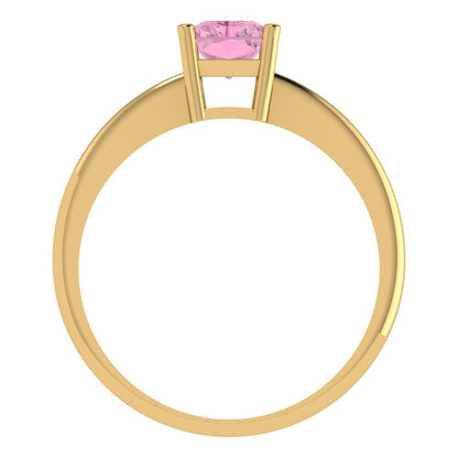 1 cttw Zirconia Simulated Pink Diamond Solitaire  Engagement Ring - Solid Gold (VVS1, Radiant Cut,7x5mm)