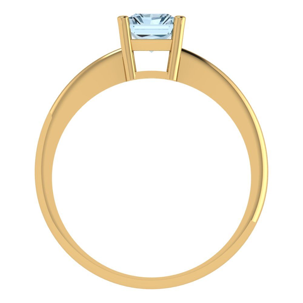 1 cttw Natural Sky Blue Topaz Solitaire  Engagement Ring - Solid Gold (Radiant Cut,7x5mm)