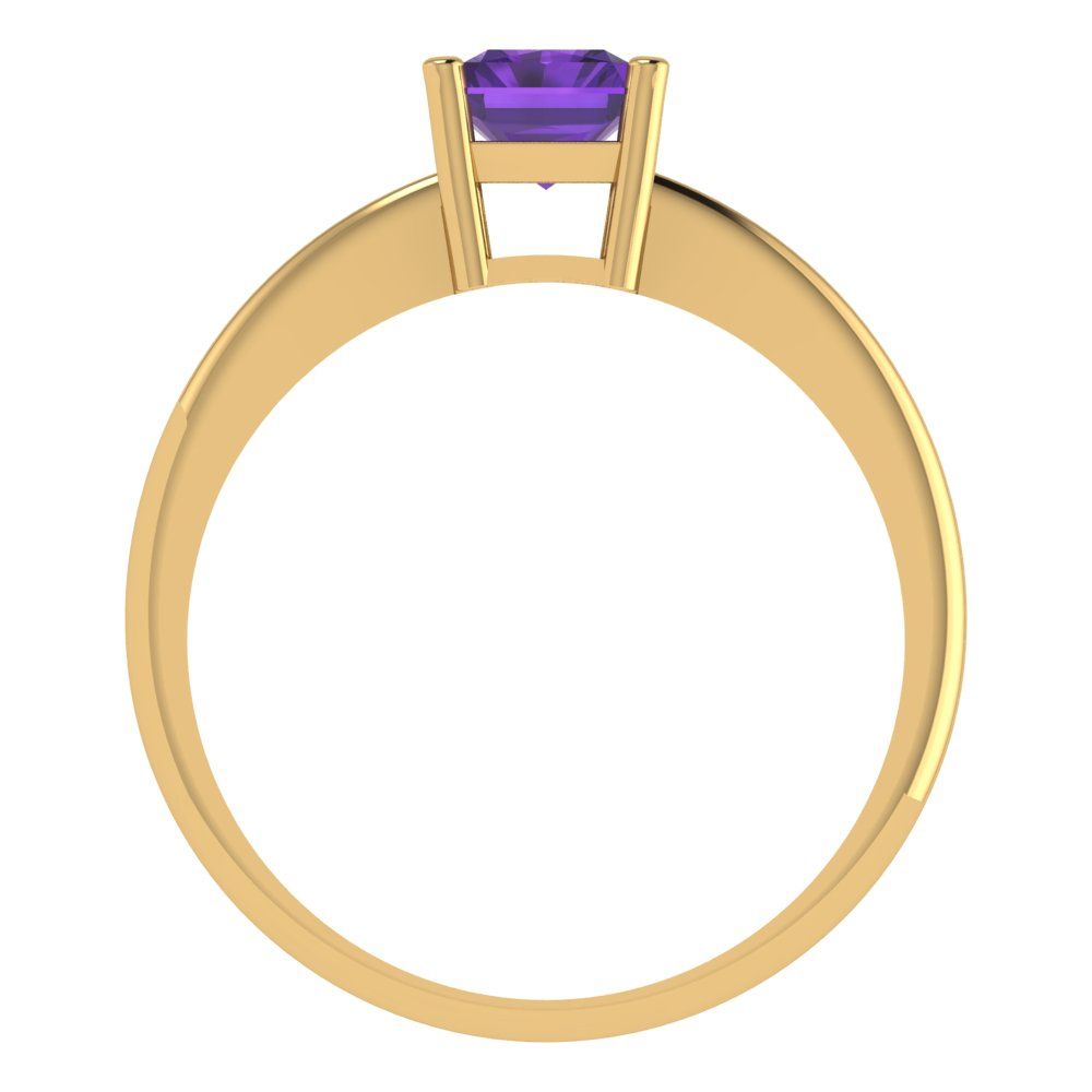 1 cttw Natural Amethyst Solitaire  Engagement Ring - Solid Gold (Radiant Cut,7x5mm)
