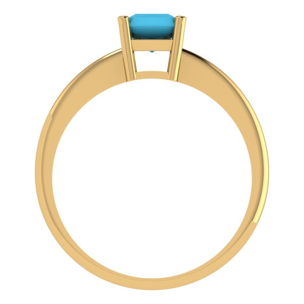 1 cttw Simulated Turquoise Solitaire  Engagement Ring - Solid Gold (Radiant Cut,7x5mm)