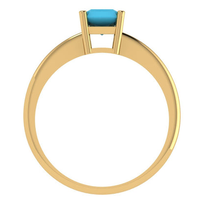 1 cttw Simulated Turquoise Solitaire  Engagement Ring - Solid Gold (Radiant Cut,7x5mm)