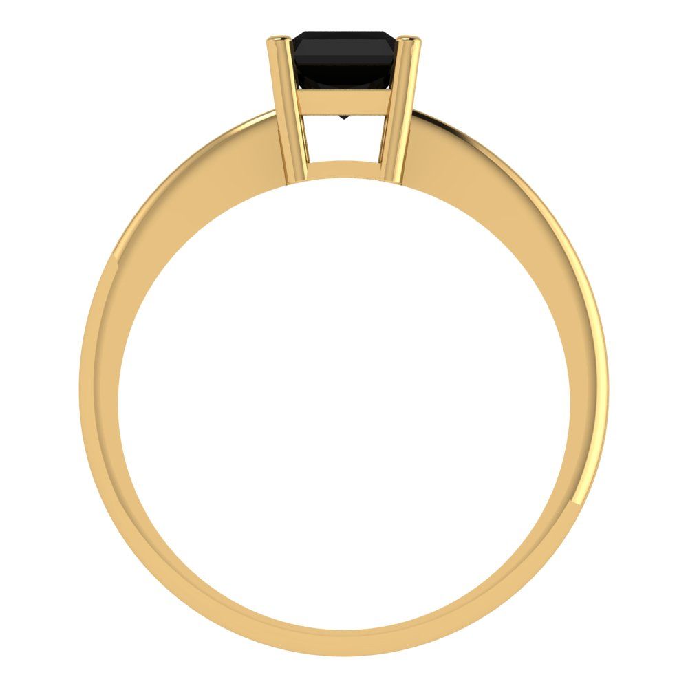 1 cttw Natural Onyx Solitaire  Engagement Ring - Solid Gold (Radiant Cut,7x5mm)