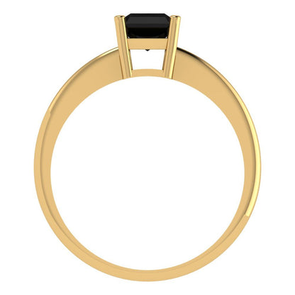 1 cttw Natural Onyx Solitaire  Engagement Ring - Solid Gold (Radiant Cut,7x5mm)